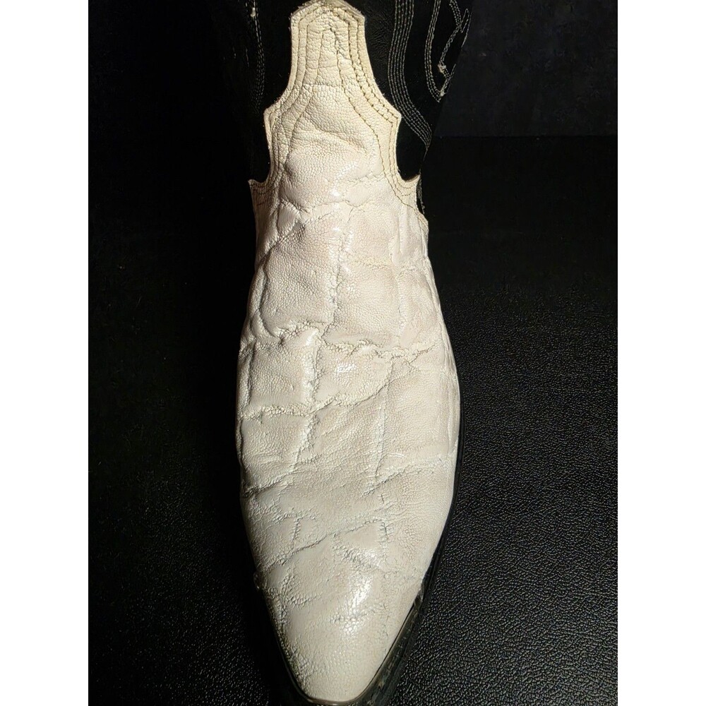 Vintage Texas Cowboy Boots Mens 9 EE USA Made Black Ivory Leather Western - Picture 4 of 15